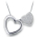 Женская 925 Серебряный Кулон ожерелье с двойной любовь сердце с цепью